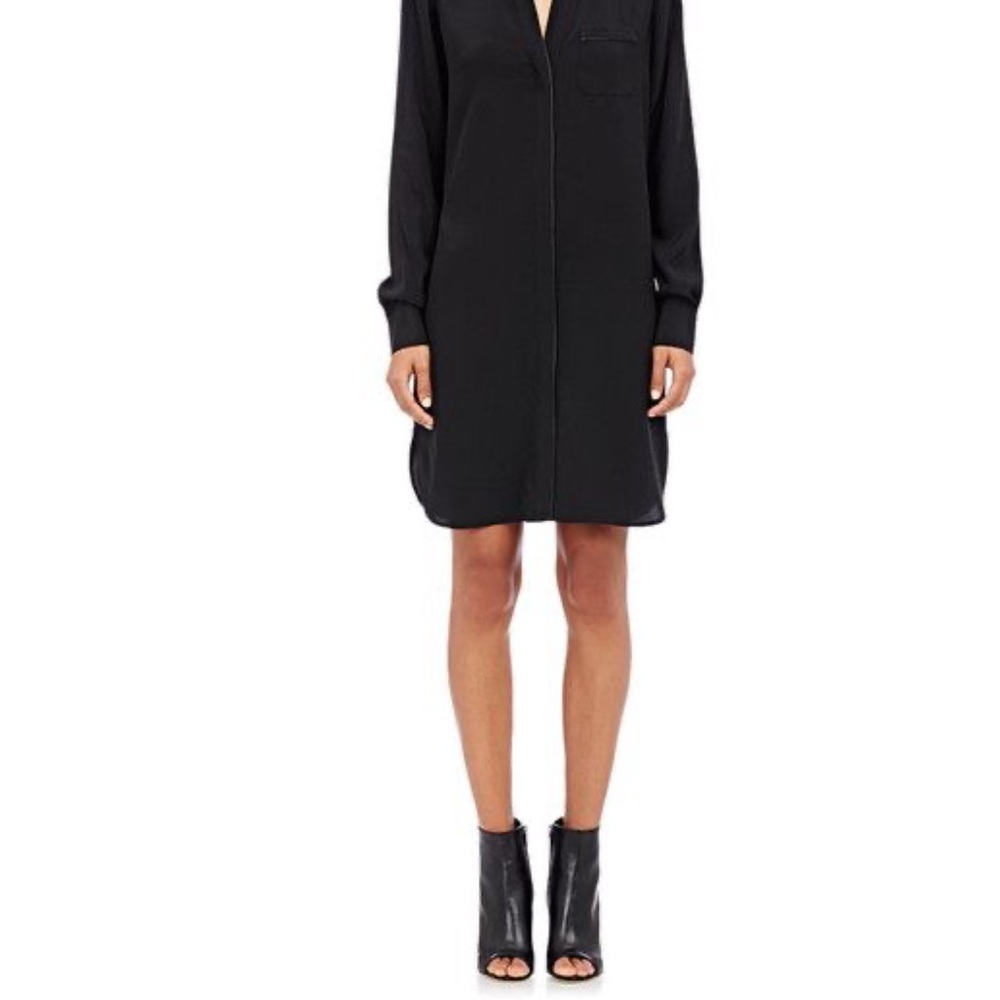 Vince Classic Black Long Sleeve Silk Dress